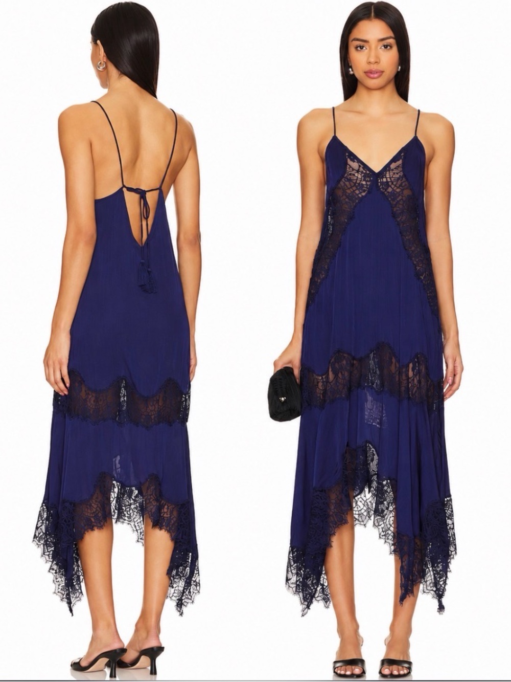 Navy Lace-Trim Slip Dress NWT